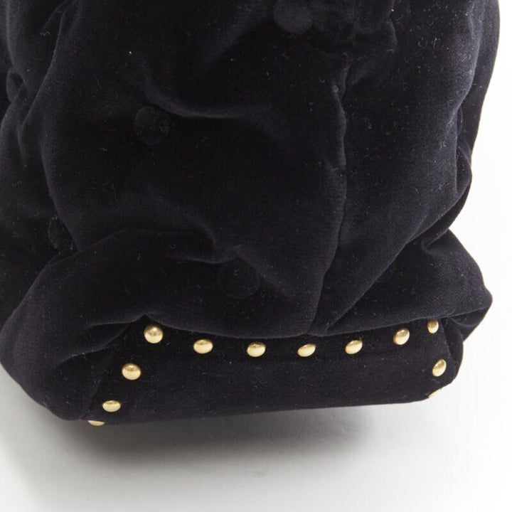 VERSACE Runway Pillow Talk black velvet quilted foldover clutch tote bag