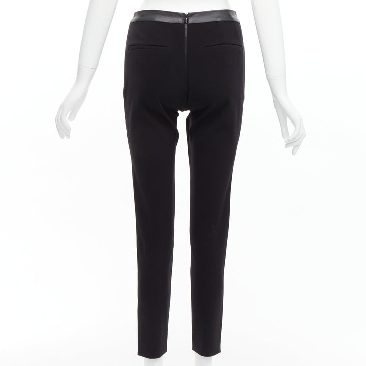 DION LEE black leather waistband wrap detail cropped pants trousers UK6 XS