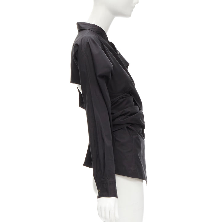 COMME DES GARCONS Vintage 1980's deconstructed wrap bias placket cutout shirt M