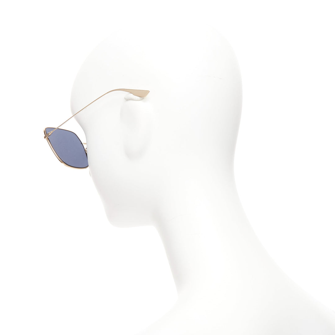 CHRISTIAN DIOR LKSA9 CD logo gold trim blue square frame sunnies