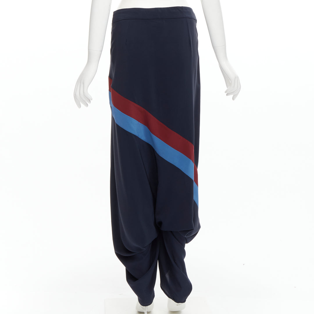STELLA MCCARTNEY 100% silk patch stripes reggae drop crotch harem pants IT40 S