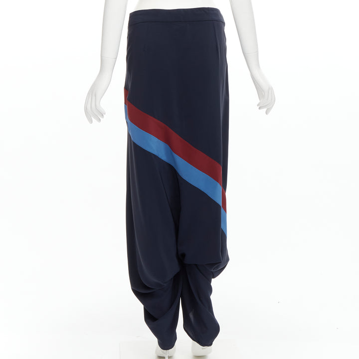 STELLA MCCARTNEY 100% silk patch stripes reggae drop crotch harem pants IT40 S
