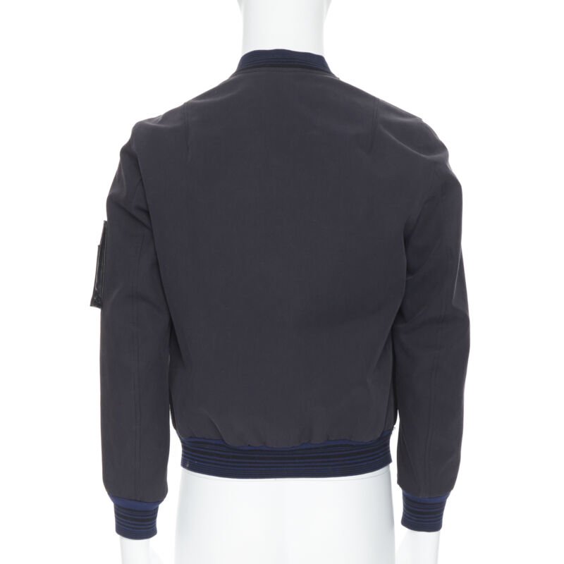 LANVIN ALBER ELBAZ black contrast lamb leather front MA1 bomber jacket EU44 XS