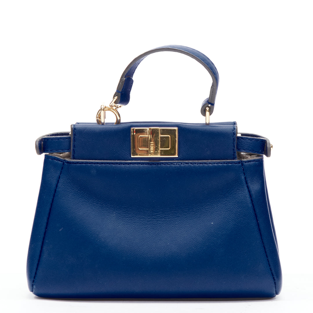 FENDI Micro Peekaboo blue leather gold hardware crossbody bag