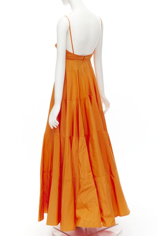 JACQUEMUS Runway orange long tafetta button front maxi dress gown IT34 XS