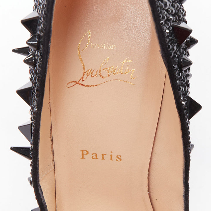 CHRISTIAN LOUBOUTIN Pigalili Potpourri Fifi 120 black spike strass pumps EU37