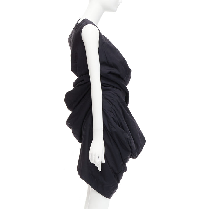 runway COMME DES GARCONS 1997 Lumps Bumps black circle cut asymmetric dress S