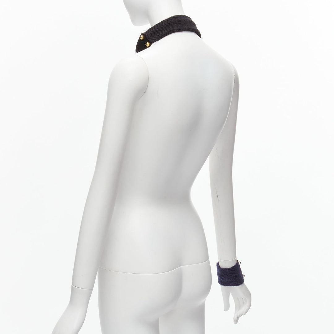 SACAI AMBUSH black gold navy metal studs terrycloth cuff XL choker set