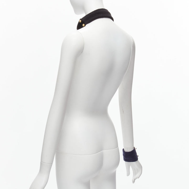 SACAI AMBUSH black gold navy metal studs terrycloth cuff XL choker set