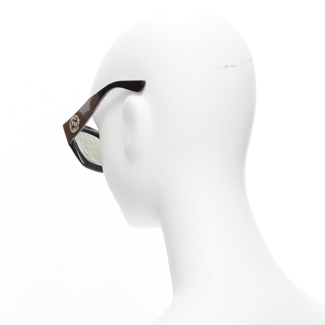 GUCCI GG3870S orange lightning lens square frame star stud sunglasses