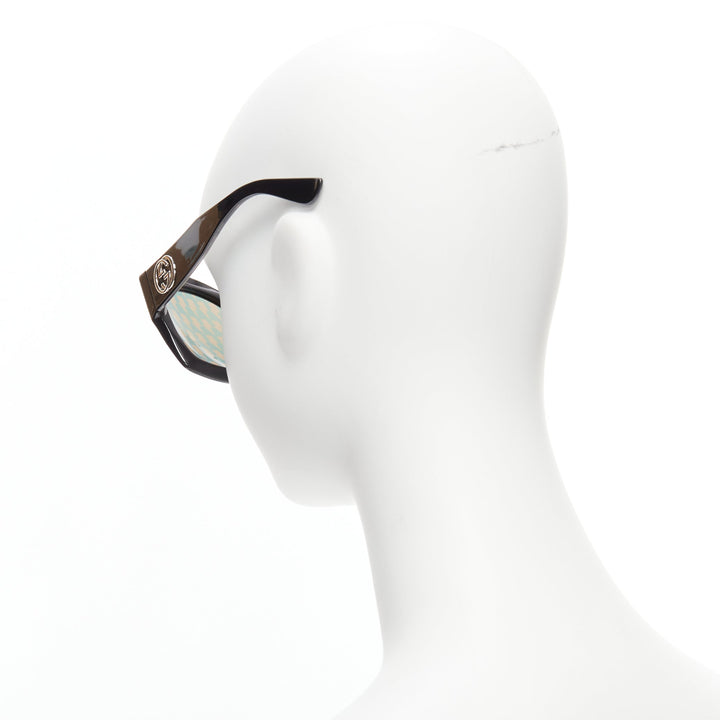GUCCI GG3870S orange lightning lens square frame star stud sunglasses