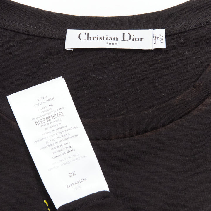DIOR Lucky Dior yellow logo astrology star bee print crew neck tshirt XS