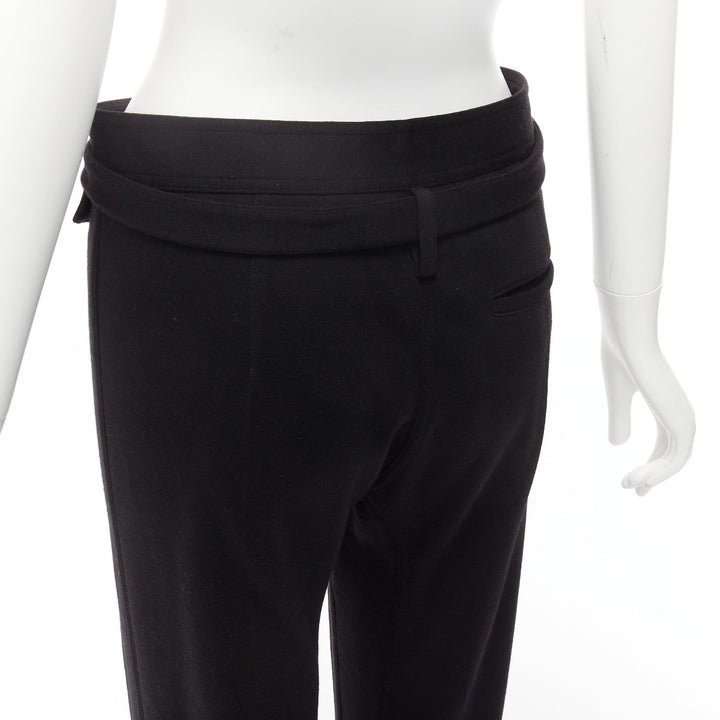 OLD CELINE Phoebe Philo black 100% virgin wool belted wide pants FR38 M