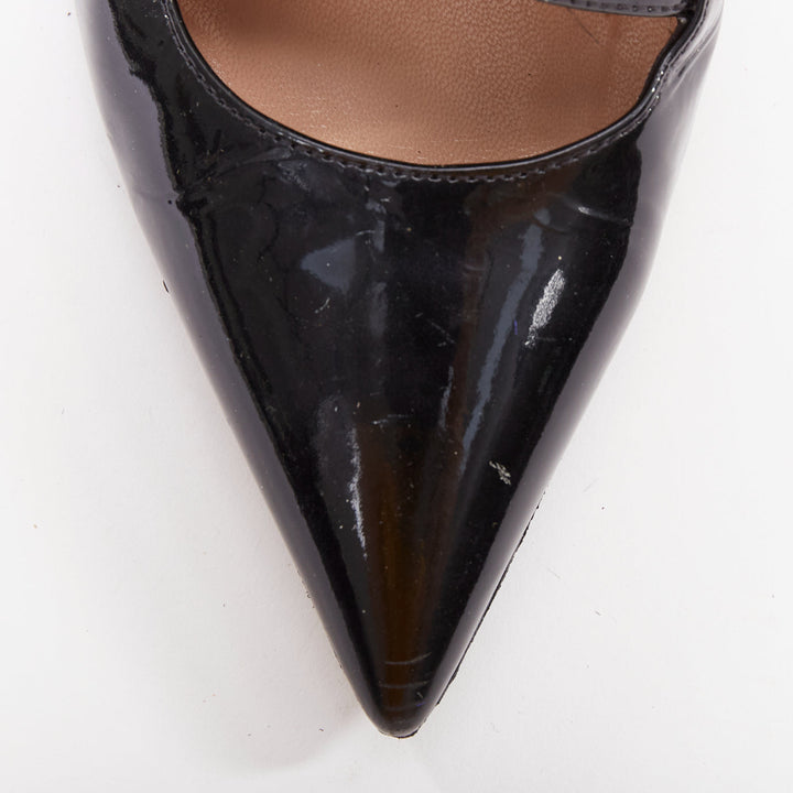 GIANVITO ROSSI black patent cut out corset lace heeled booties EU37.5