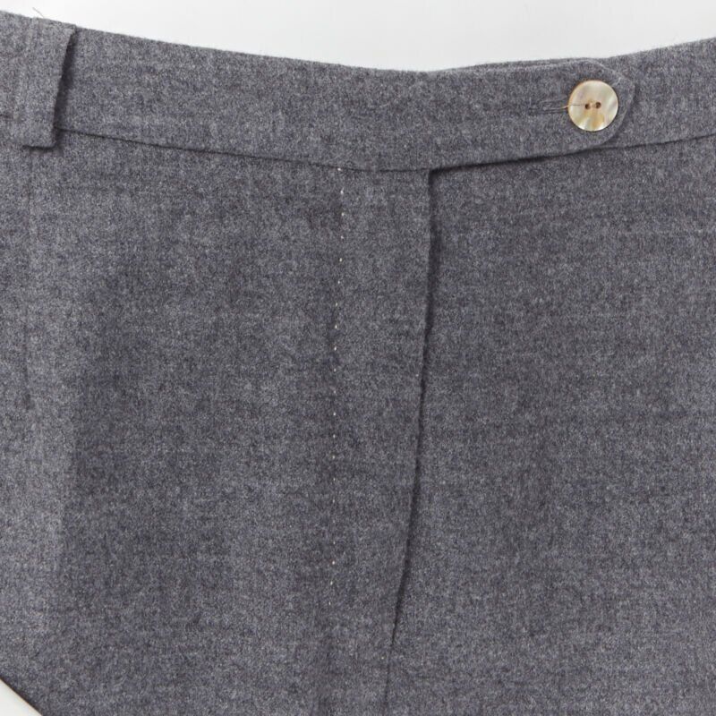 SPORTMAX grey virgin wool blend concealed front pocket wide leg pants US12 29"