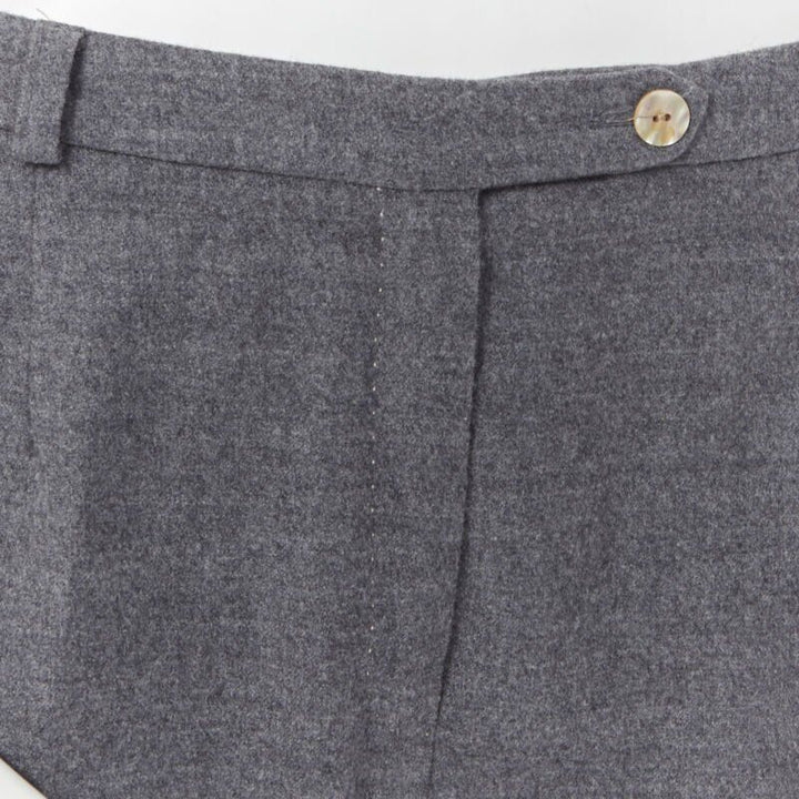 SPORTMAX grey virgin wool blend concealed front pocket wide leg pants US12 29"