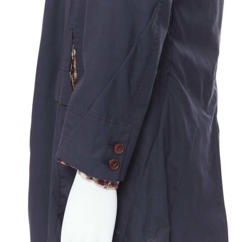 THE SOLOIST TAKAHIRO MIYASHITA navy cotton deconstructed curved seams coat S
