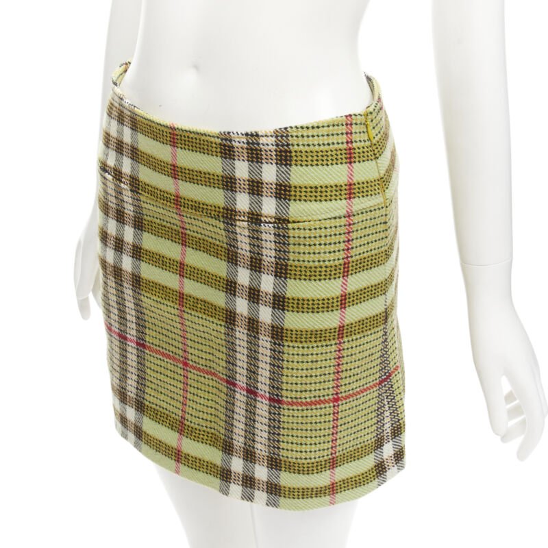 BURBERRY LONDON House Check green wool mini skirt UK6 US4 XS
