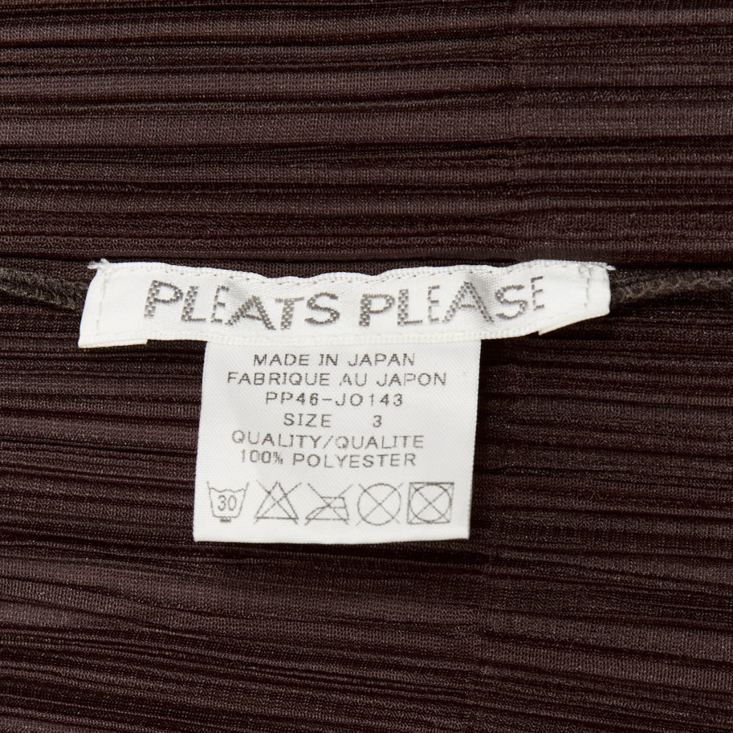 ISSEY MIYAKE Pleats Please dark brown plisse 3D cut cardigan jacket JP3 L
