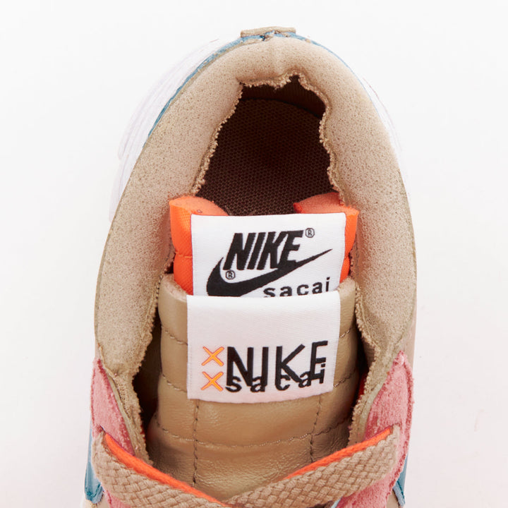 NIKE SACAI KAWS Blazer Low Reed pink green tick patchwork sneakers EU36.5