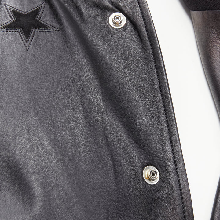 GIVENCHY Riccardo Tisci black signature stars lambskin leather bomber EU48 M
