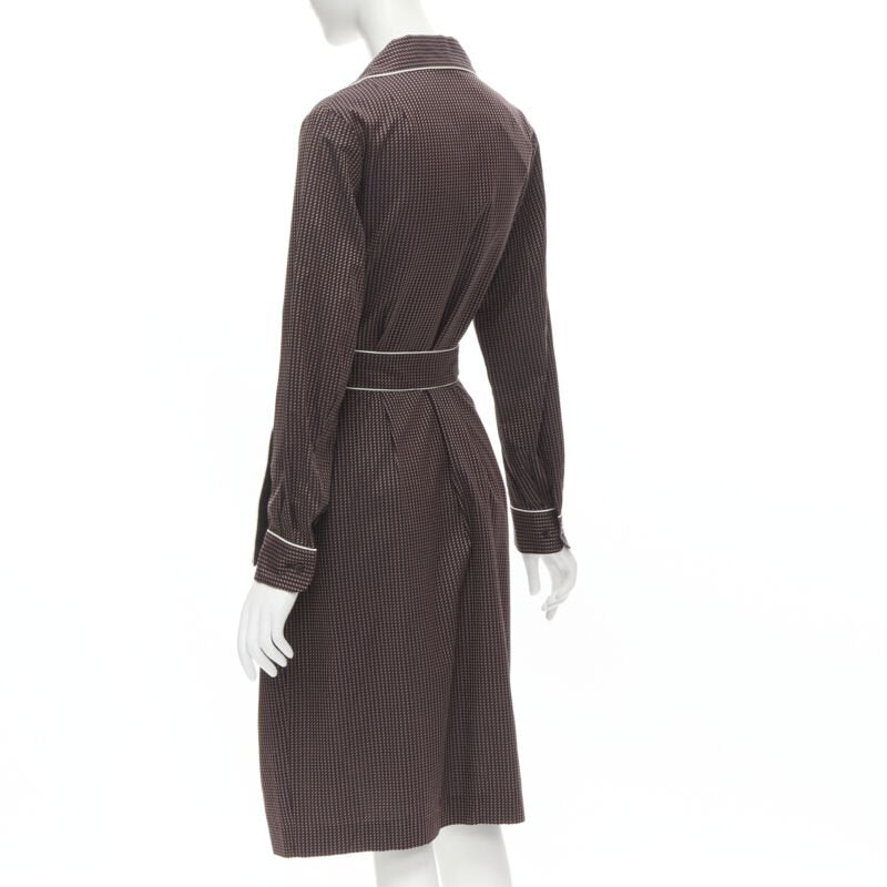 DRIES VAN NOTEN Daltos 100% cotton burgundy pyjama robe belted dress FR36 XS