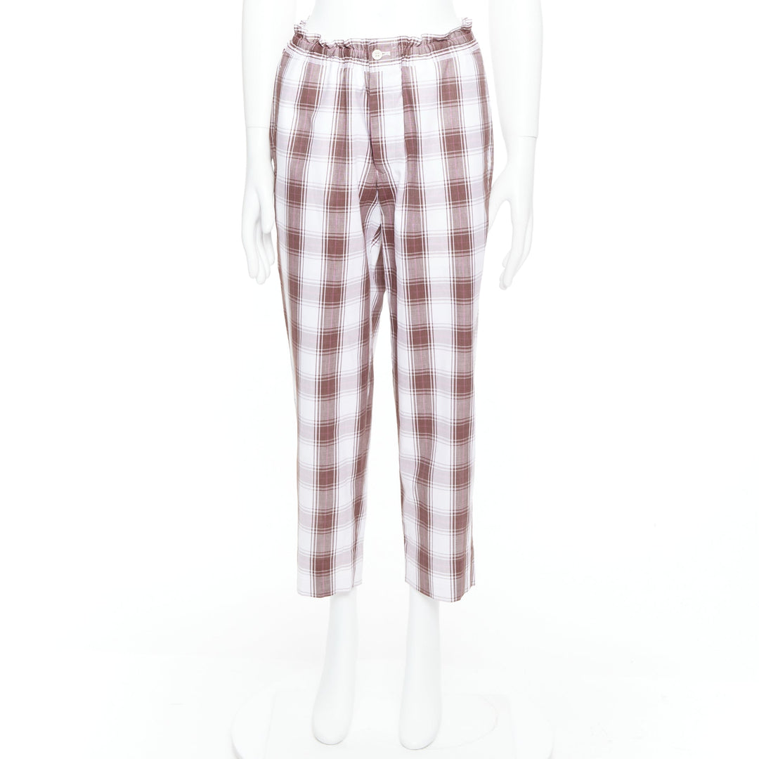 COMME DES GARCONS Homme Deux 2016 brown white checkered tapered pants S