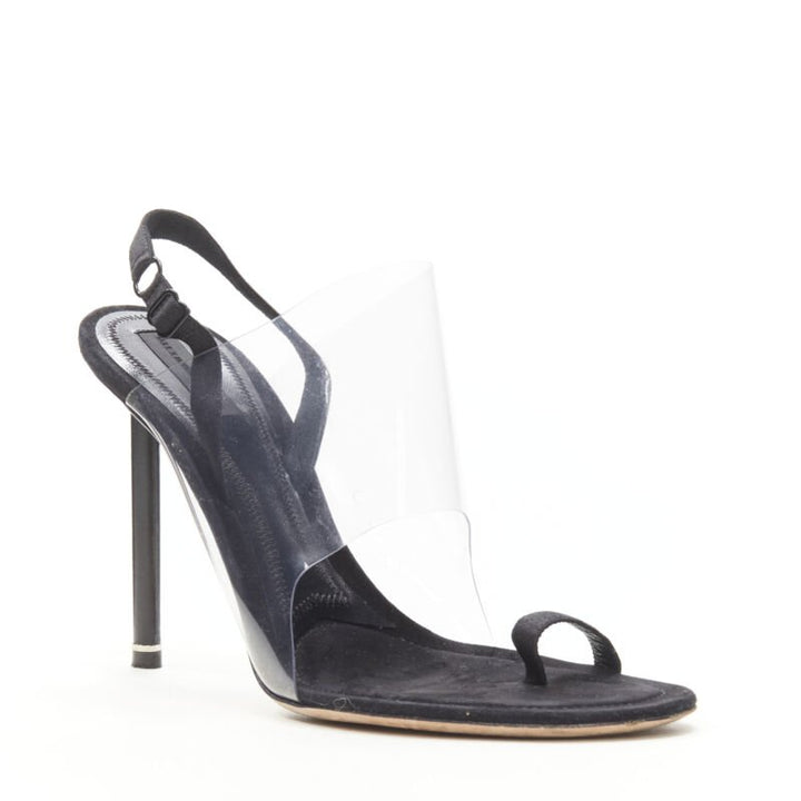 ALEXANDER WANG clear PVC black strappy slingback mule sandal EU38.5