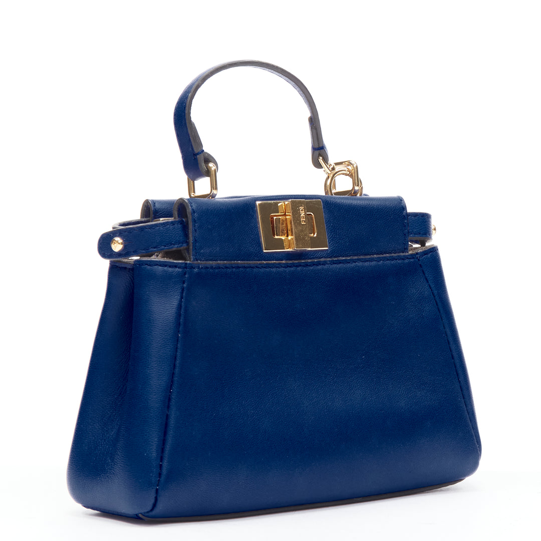 FENDI Micro Peekaboo blue leather gold hardware crossbody bag