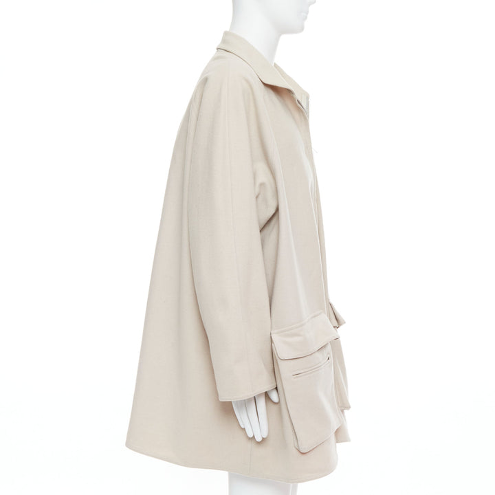 YOHJI YAMAMOTO stone grey wooly pocketed zip up boxy coat M