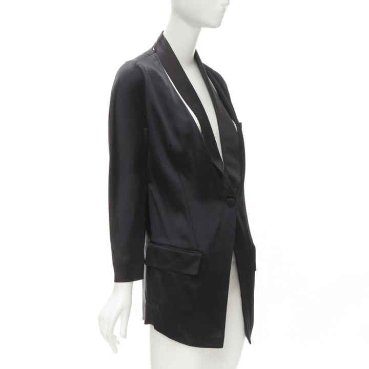 GIVENCHY Riccardo Tisci silk black cut out collar kimono robe blazer FR34 XS