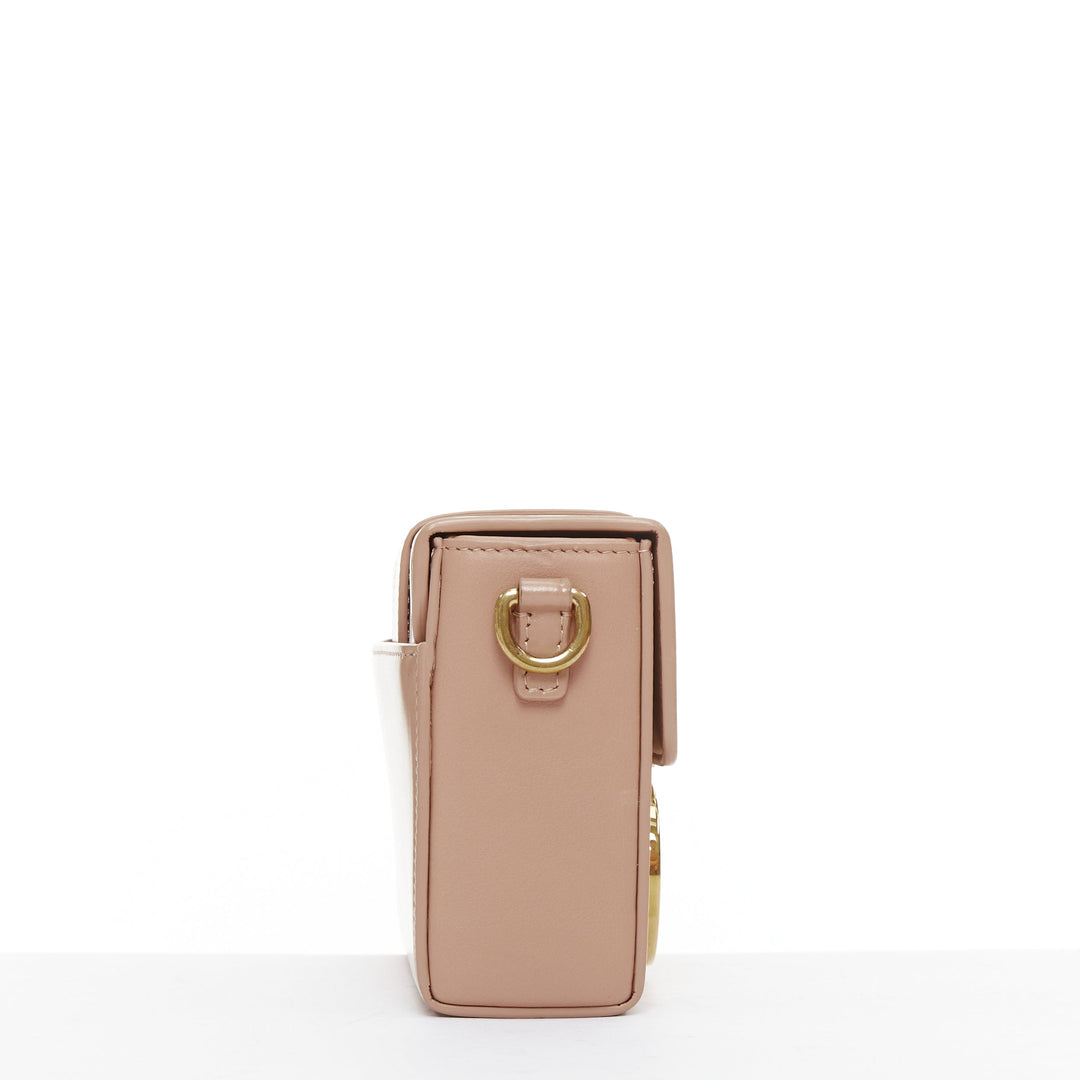 CHRISTIAN DIOR 30 Montaigne Box Mini nude leather gold CD buckle crossbody bag