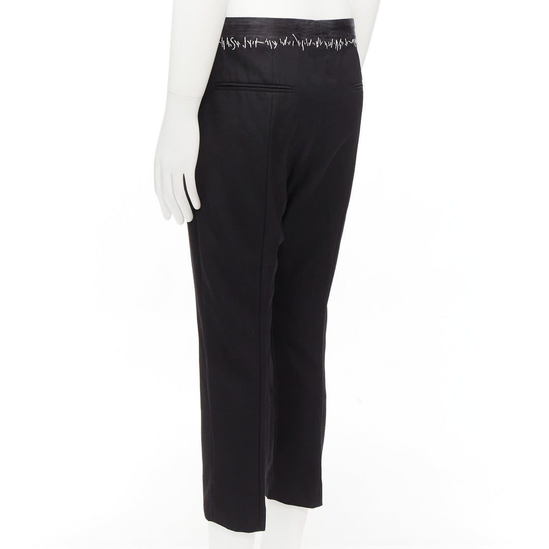 HAIDER ACKERMANN black wool cotton white topstitch waist dress pants EU38 M