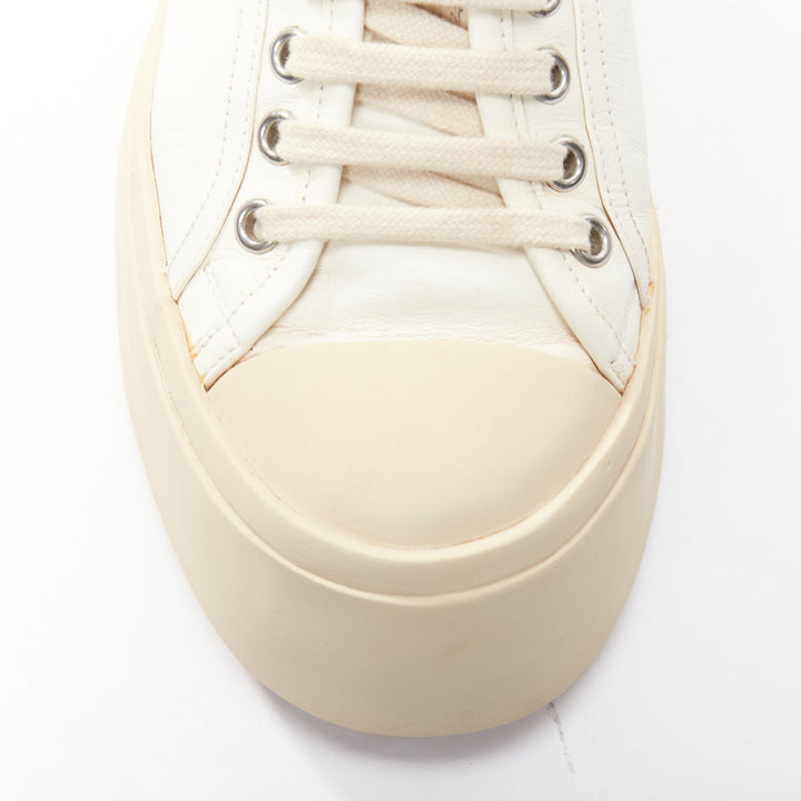 MARNI Pablo white leather chunky wide toe lace up low top sneakers EU36