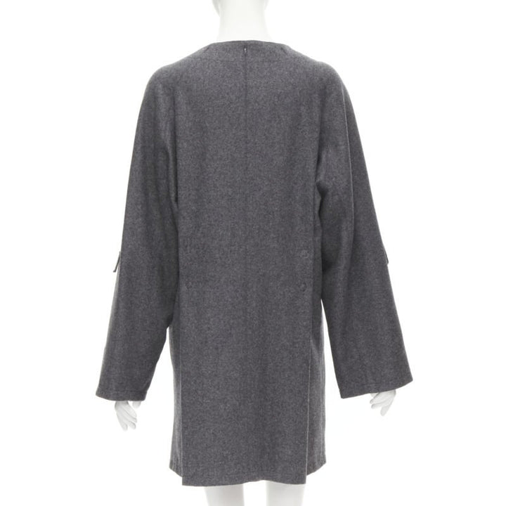 MIU MIU grey cashmere wool blend asymmetric button boxy coat IT38 XS