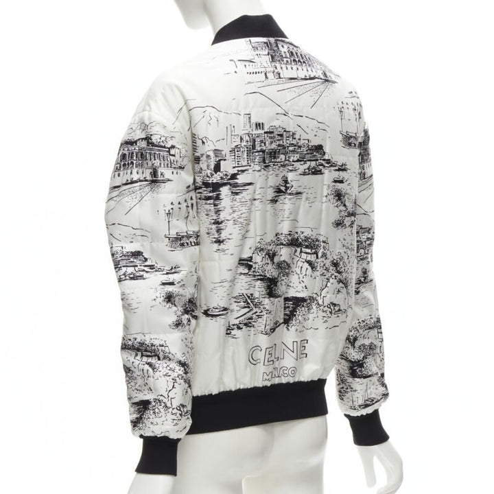 CELINE Hedi Slimane Runway Casaque white silk foulard reversible bomber FR34