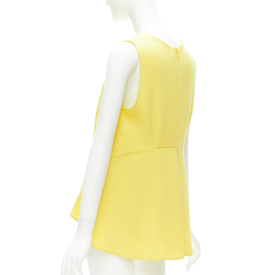 MARNI canary yellow darted high low peplum sleeveless top IT42 M