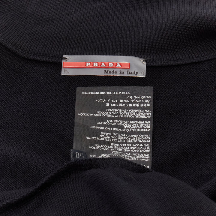 PRADA LINEA ROSSA black cotton utility pocket zip up  jacket IT50 L