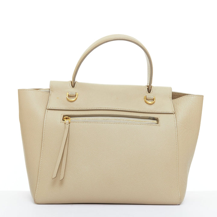 CELINE Mini Belt beige calfskin leather loop through crossbody handle bag