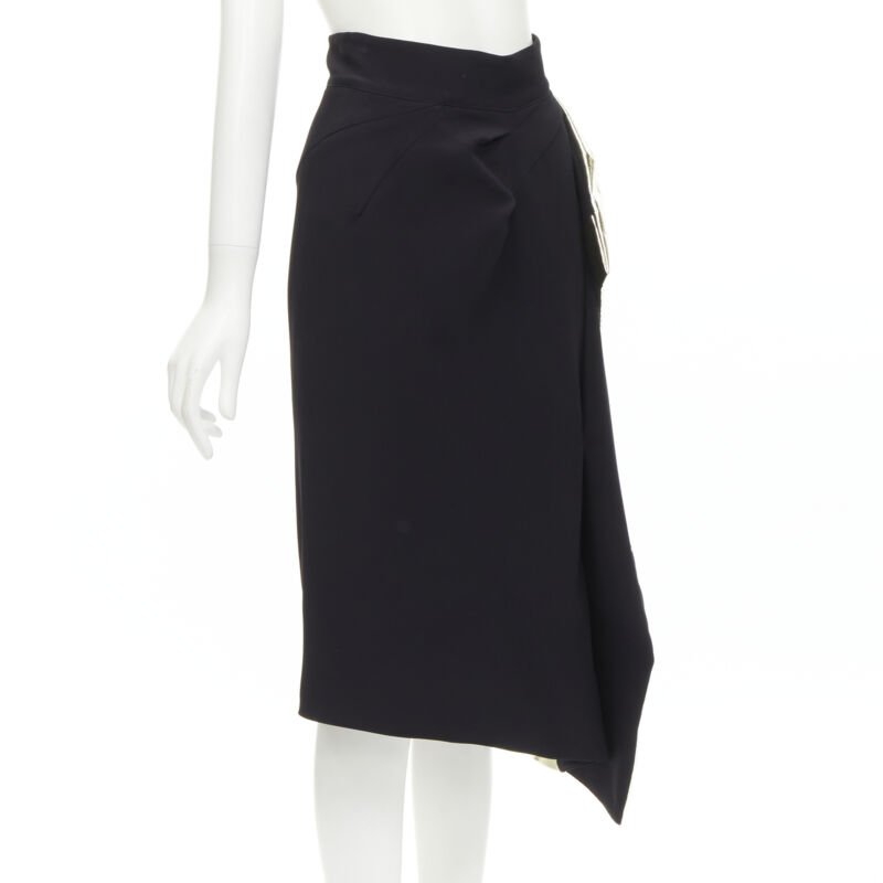 MATICEVSKI Alkali gold foil pleated 3D drape high waisted midi skirt AUS10 S