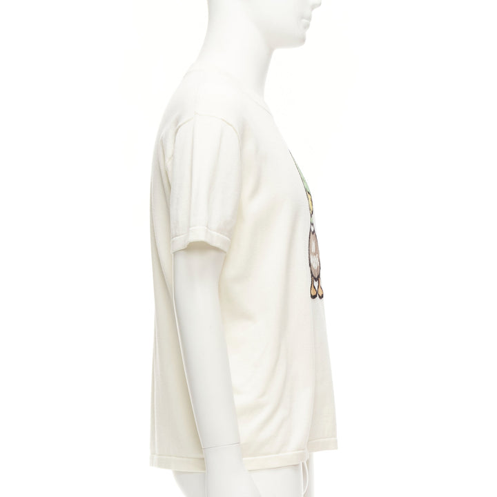 LOUIS VUITTON Nigo LV Made Duck cream intarsia jacquard knit top S