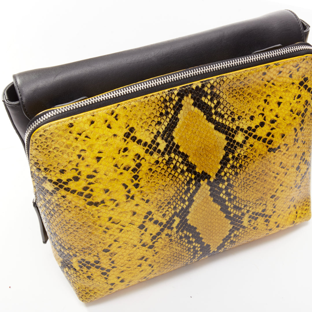 CHRISTOPHER KANE Dual black yellow scaled leather plastic strap reversible bag