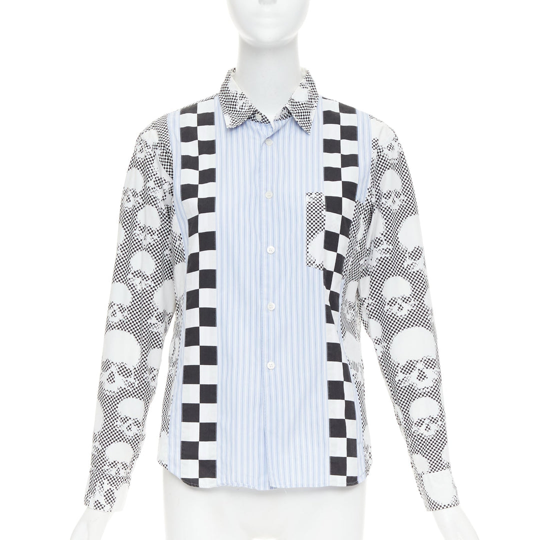 COMME DES GARCONS HOMME PLUS 2011 blue skeleton skull patchwork shirt XS