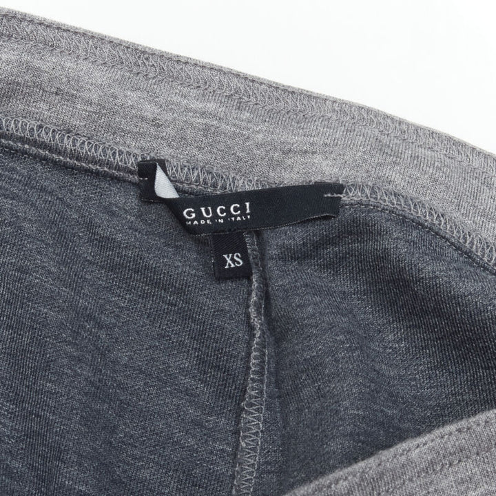 GUCCI grey viscose cotton black side tape wide sweat pants XS