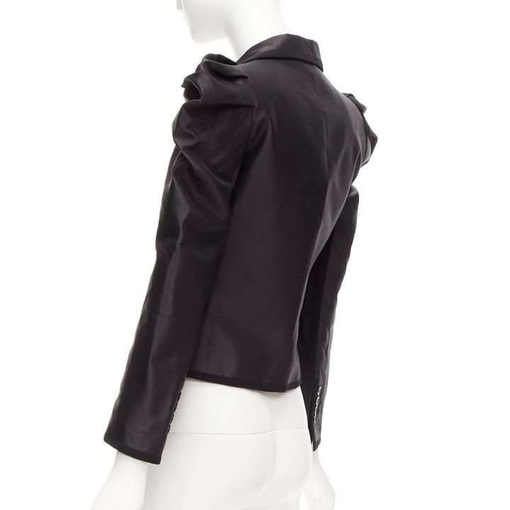 rare DOLCE GABBANA black silk puff princess sleeve piping tuxedo blazer IT36 XXS