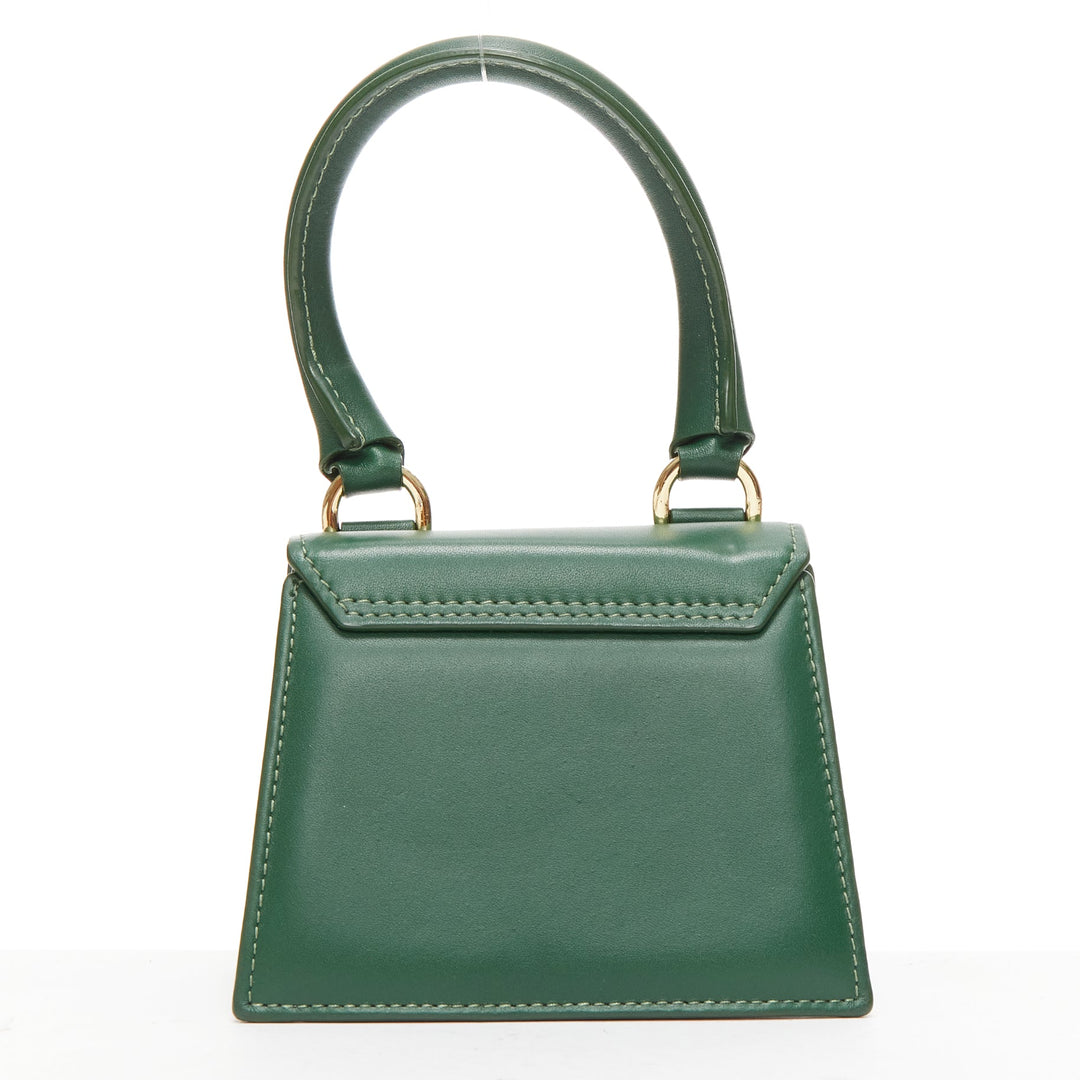 JACQUEMUS Le Chiquito green calfskin gold logo mini crossbody bag