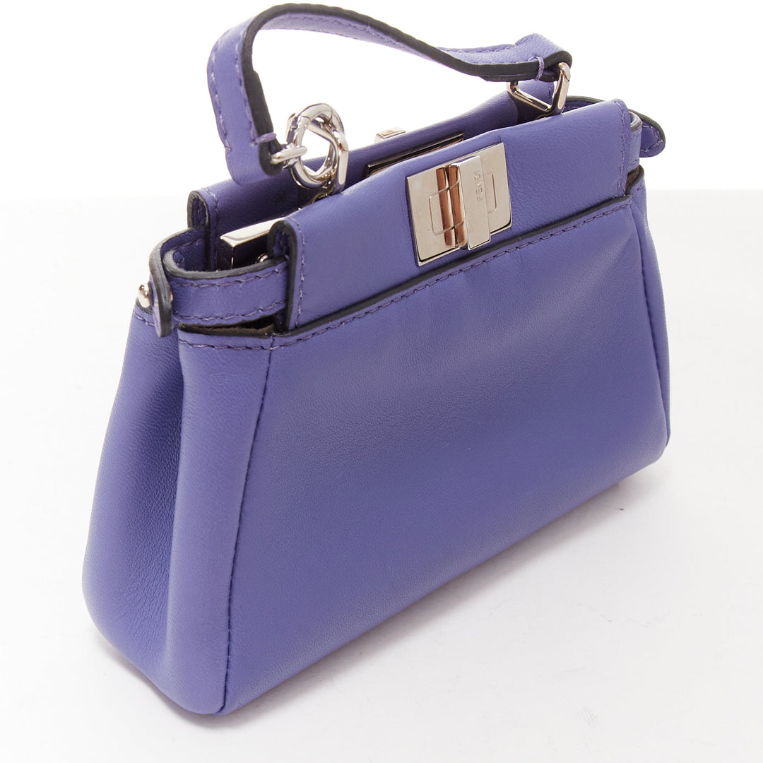 FENDI Micro Peekaboo purple leather turnlock mini crossbody satchel bag