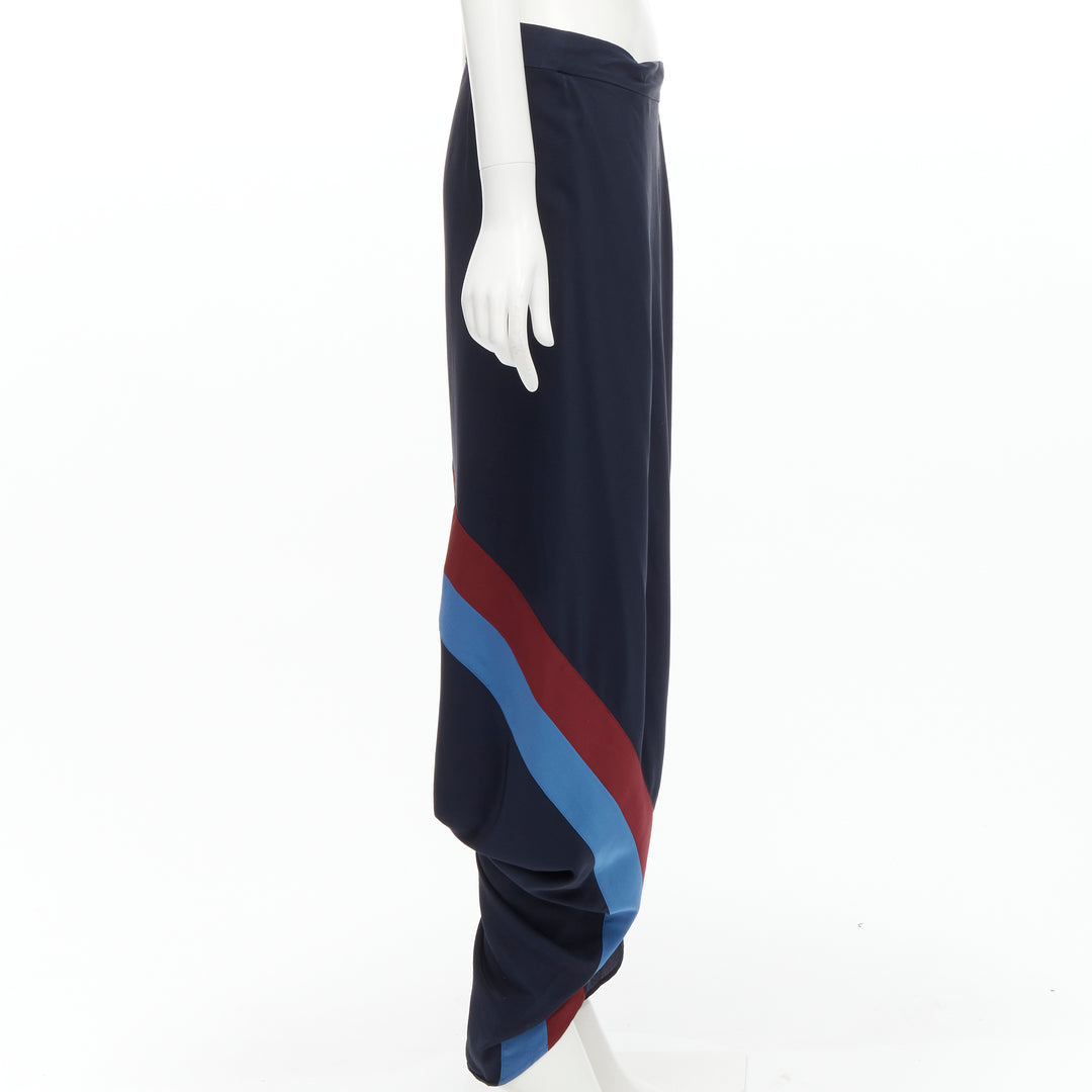 STELLA MCCARTNEY 100% silk patch stripes reggae drop crotch harem pants IT40 S