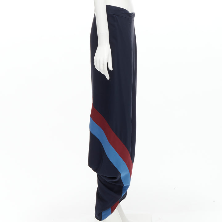 STELLA MCCARTNEY 100% silk patch stripes reggae drop crotch harem pants IT40 S
