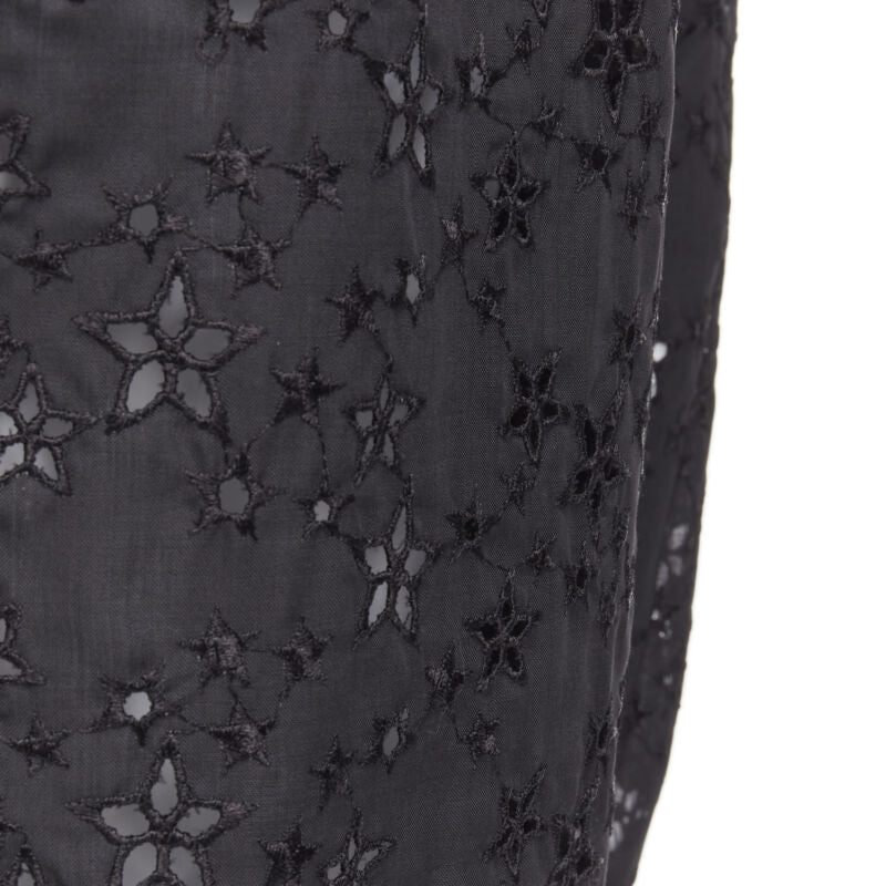 SAINT LAURENT 2018 black star embroidery anglais collarless shirt EU38 S